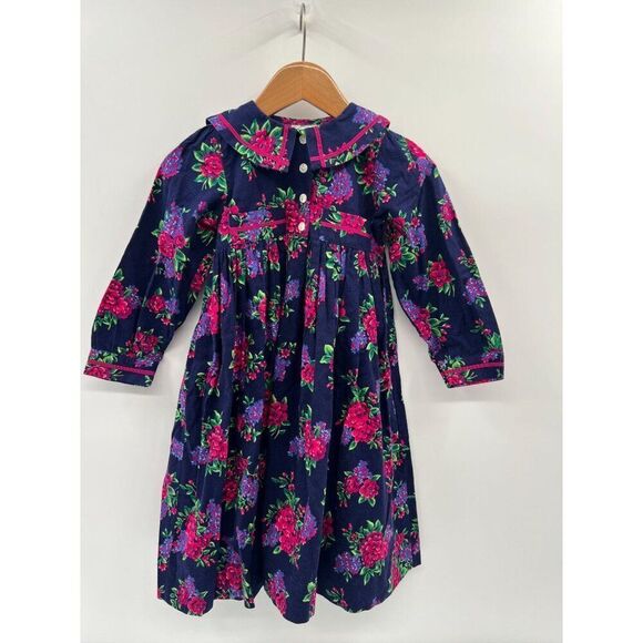 Vintage Boston Traders Girls Small Blue and Pink Cottagecore Long Sleeve Dress - Picture 8 of 8